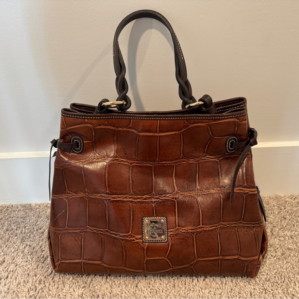 Dooney & Bourke Brown Croc-Embossed Tote